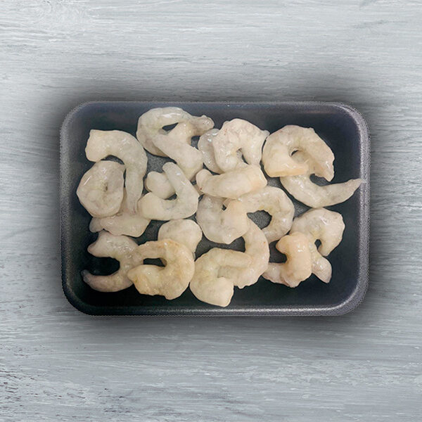 Uncooked peeled tail off shrimp
